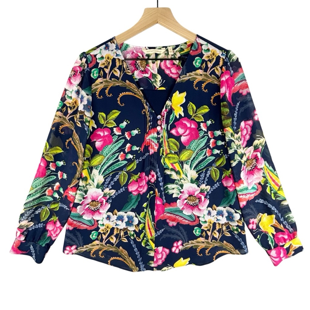 Soft Surroundings Samantha Georgette Top Floral Chiffon‎ Womens Small